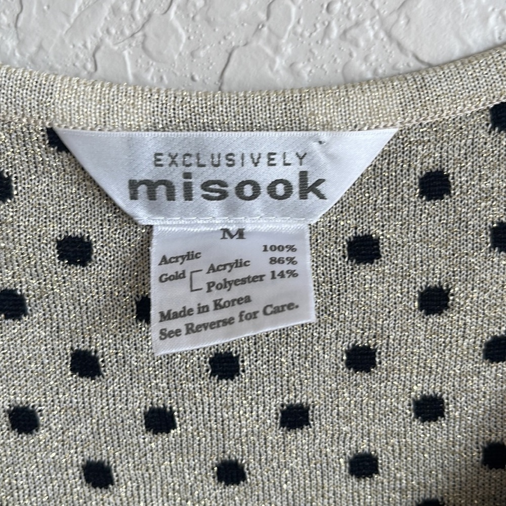 Exclusively Misook M Polka Dot Tank Top Stretch Black Gold Shell - Picture 2 of 6